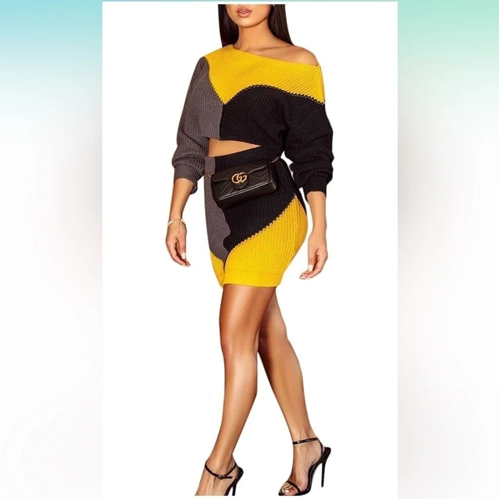 Cosygal Women’s Casual Colorblock Knit Two-Piece Set Size S